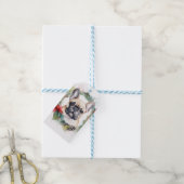 Franse buldog kerst krans feestelijke pup cadeaulabel (Met Touw)