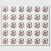 Franse buldog kerst krans feestelijke pup cadeaupapier (Vlak)