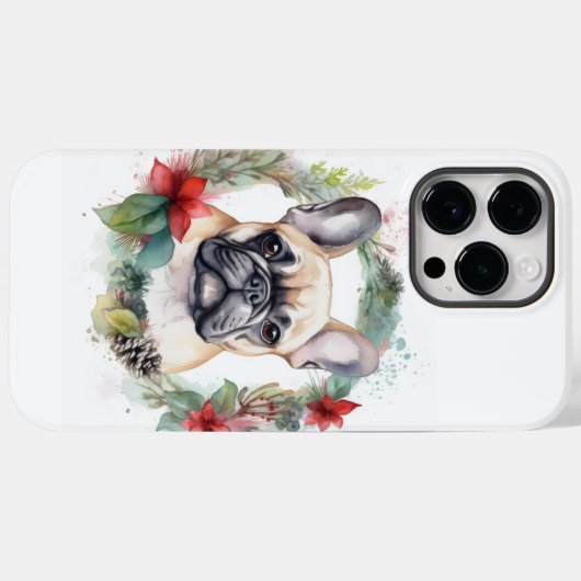 Franse buldog kerst krans feestelijke pup Case-Mate iPhone case (Achterkant (horizontaal))