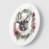 Franse buldog kerst krans feestelijke pup grote klok (Hoek)