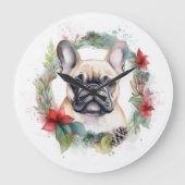 Franse buldog kerst krans feestelijke pup grote klok (Voorkant)