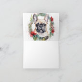 Franse buldog kerst krans feestelijke pup kaart (Binnen)