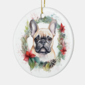 Franse buldog kerst krans feestelijke pup keramisch ornament (Links)