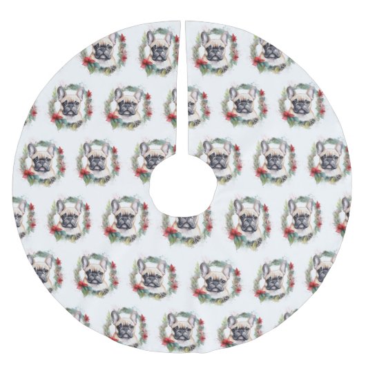 Franse buldog kerst krans feestelijke pup kerstboom rok (Voorkant)