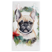 Franse buldog kerst krans feestelijke pup klein cadeauzakje (Voorkant)