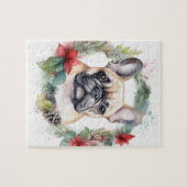 Franse buldog kerst krans feestelijke pup legpuzzel (Horizontaal)