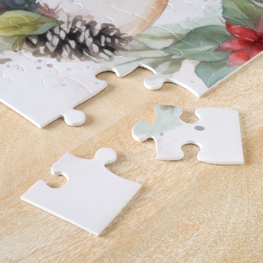 Franse buldog kerst krans feestelijke pup legpuzzel (Zijkant)