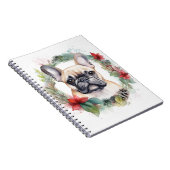 Franse buldog kerst krans feestelijke pup notitieboek (Rechterzijde)