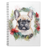 Franse buldog kerst krans feestelijke pup notitieboek (Voorkant)