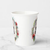 Franse buldog kerst krans feestelijke pup papieren bekers (Links)