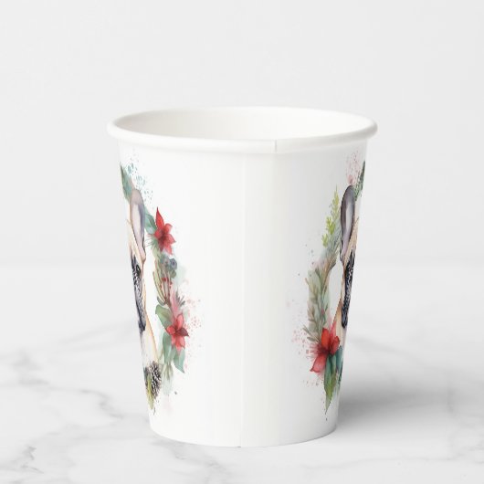 Franse buldog kerst krans feestelijke pup papieren bekers (Rechts)