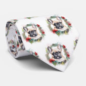 Franse buldog kerst krans feestelijke pup stropdas (Opgerold)
