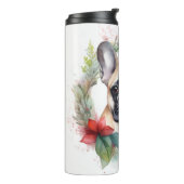 Franse buldog kerst krans feestelijke pup thermosbeker (Gedraaid links)