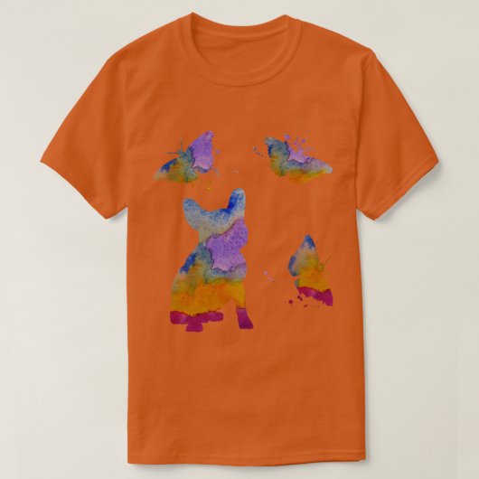 Franse buldog kunst franse hond vlinders kunst t-shirt (Design voorkant)