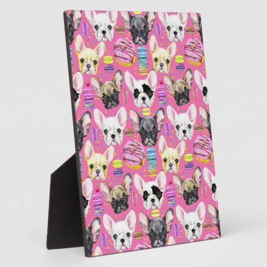 Franse buldog macaron patroon fotoplaat (Zijkant)