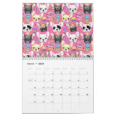 Franse buldog macaron patroon kalender (Mar 2026)