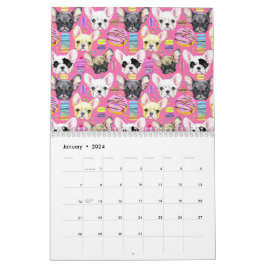 Franse buldog macaron patroon kalender
