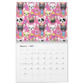 Franse buldog macaron patroon kalender (Feb 2027)