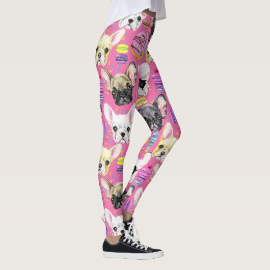 Franse buldog macaron patroon leggings (Rechts)