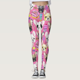 Franse buldog macaron patroon leggings