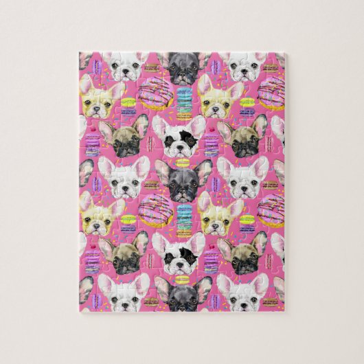 Franse buldog macaron patroon legpuzzel (Verticaal)
