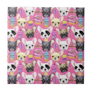Franse buldog macaron patroon tegeltje