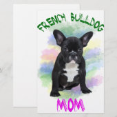 Franse buldog mam waterkleur olie schilderij kunst briefpapier (Voorkant / Achterkant)