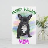 Franse buldog mam waterkleur olie schilderij kunst briefpapier (Staand voorkant)