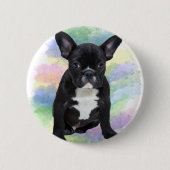 Franse buldog mam waterkleur olie schilderij kunst ronde button 5,7 cm (Voorkant)