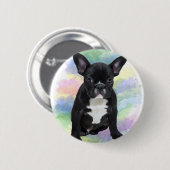 Franse buldog mam waterkleur olie schilderij kunst ronde button 5,7 cm (Voorkant /achterkant)