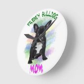 Franse buldog mam waterkleur olie schilderij kunst ronde klok (Hoek)