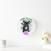 Franse buldog mam waterkleur olie schilderij kunst ronde klok (Huis)