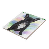 Franse buldog mam waterkleur olie schilderij kunst tegeltje (Zijkant)