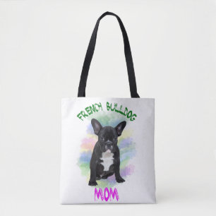 Franse buldog mam waterkleur olie schilderij kunst tote bag
