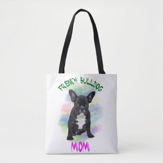 Franse buldog mam waterkleur olie schilderij kunst tote bag (Voorkant)
