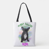 Franse buldog mam waterkleur olie schilderij kunst tote bag (Achterkant)