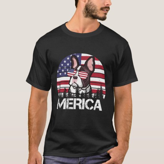 franse buldog Merica 4 juli Dog Shirt Funny (Voorkant)