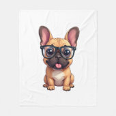 Franse buldog met bril fleece deken