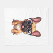 Franse buldog met bril fleece deken (Voorkant (Horizontaal))