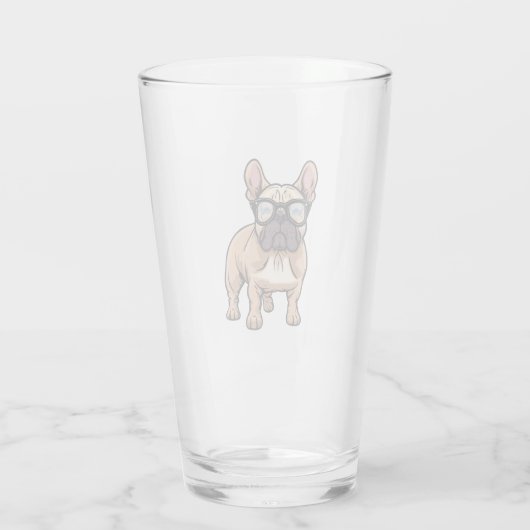 Franse buldog met bril glas (Achterkant)
