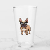 Franse buldog met bril glas (Voorkant)