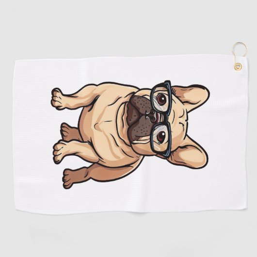 Franse buldog met bril golfhanddoek (Horizontaal)
