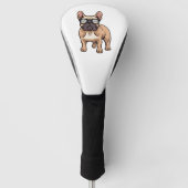 Franse buldog met bril golfheadcover (Voorkant)