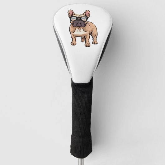 Franse buldog met bril golfheadcover (Voorkant)