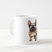 Franse buldog met bril koffiemok (Voorkant links)