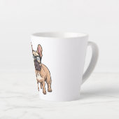 Franse buldog met bril latte mok (Rechterhoek)