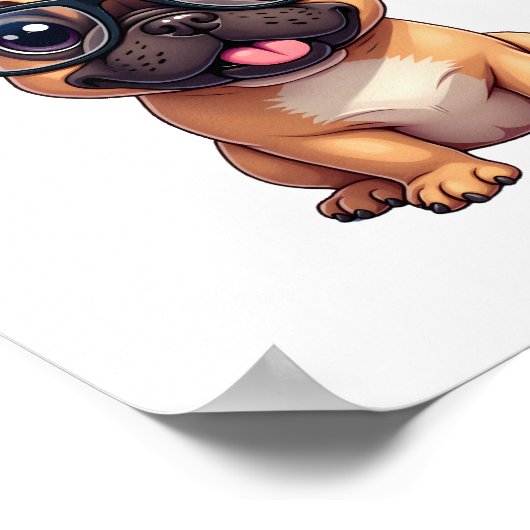 Franse buldog met bril poster (Hoek)