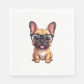 Franse buldog met bril servet (Voorkant)