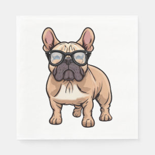 Franse buldog met bril servet