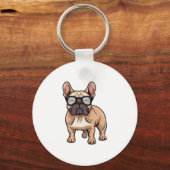 Franse buldog met bril sleutelhanger (Voorkant)